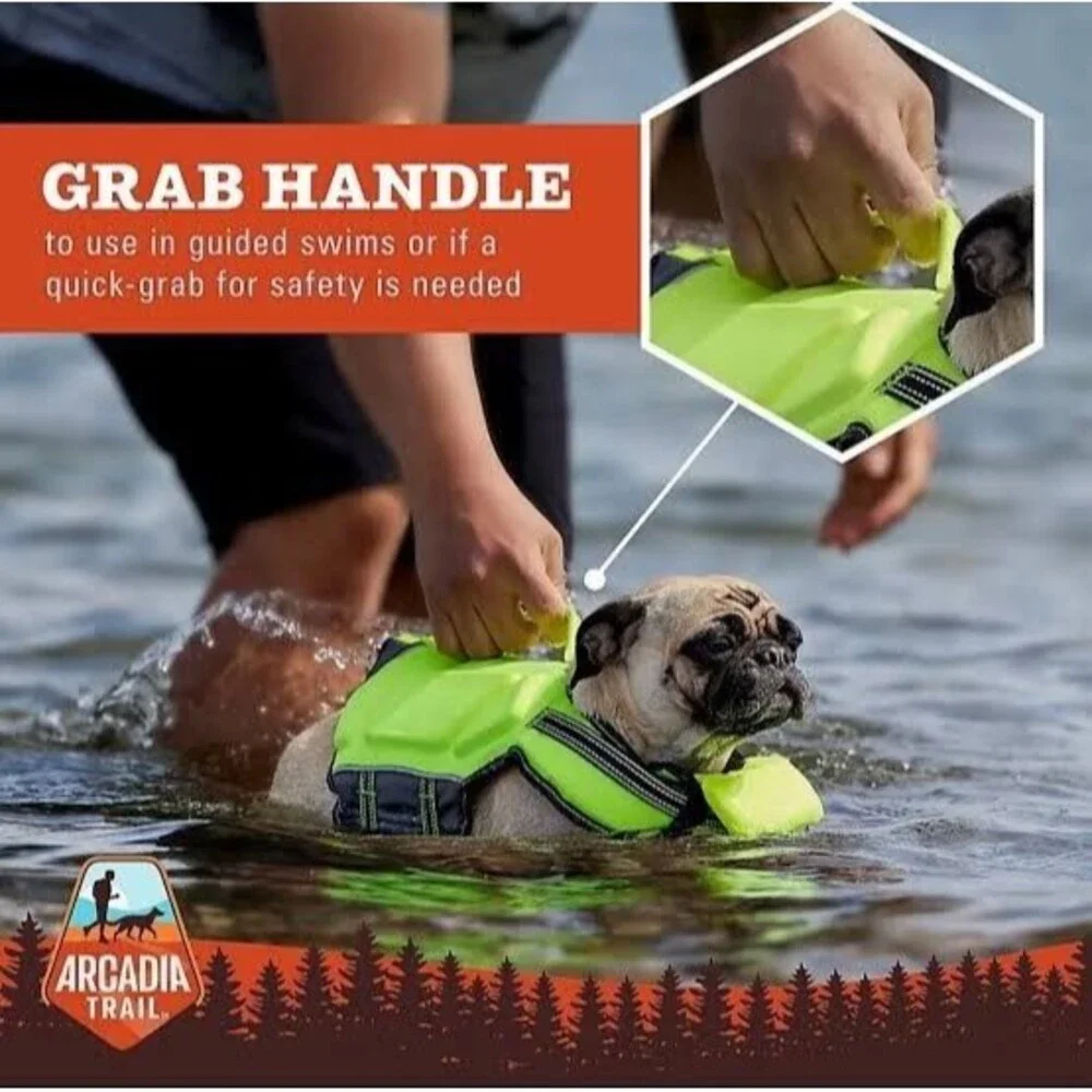Arcadia Trail High Visibility Yellow Dog Flotation Life Jacket Size X-Small